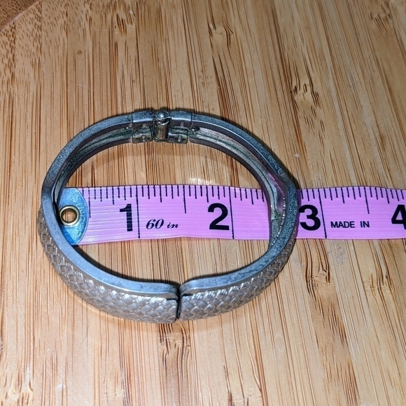 Silver Weave Hinged Bangle Bracelet - Picture 7 of 9